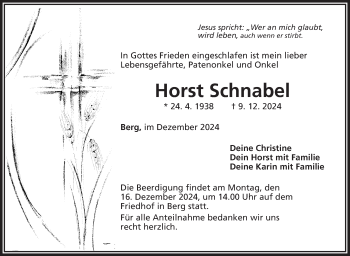 Traueranzeige von Horst Schnabel von Frankenpost