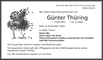 Traueranzeige von Günter Thüring von Frankenpost