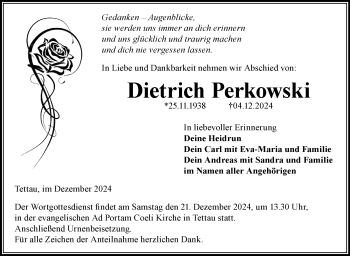 Traueranzeige von Dietrich Perkowski von Neue Presse Coburg