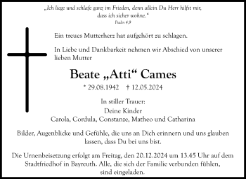 Traueranzeige von Beate Cames von Frankenpost