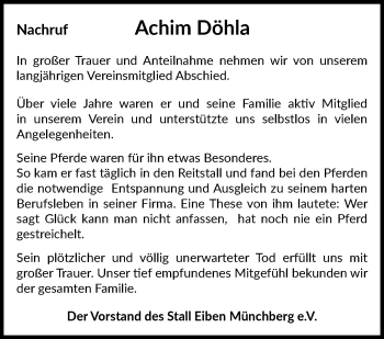 Traueranzeige von Achim Döhla von Frankenpost