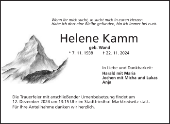 Traueranzeige von Helene Kamm von Frankenpost