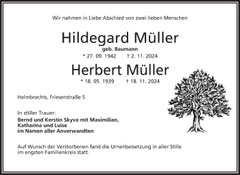 Traueranzeige von HerbertHildegard MüllerMüller von Frankenpost