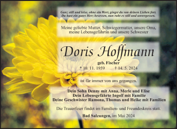 Traueranzeige von Doris Hoffmann von Südthüringer Presse