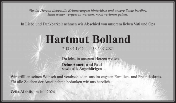 Traueranzeige von Hartmut Bolland von Südthüringer Presse