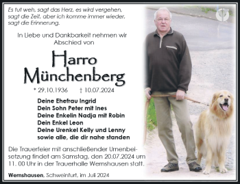 Traueranzeige von Harro Münchenberg von Südthüringer Presse