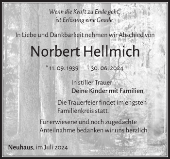 Traueranzeige von Norbert Hellmich von Südthüringer Presse