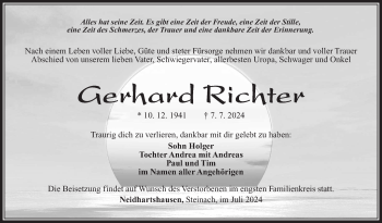 Traueranzeige von Gerhard Richter von Südthüringer Presse
