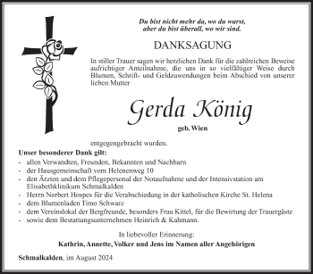 Traueranzeige von Gerda König von Südthüringer Presse