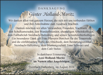 Traueranzeige von Günter Holland-Moritz von Südthüringer Presse