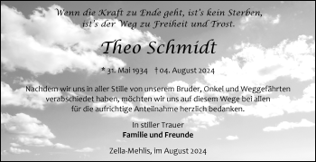 Traueranzeige von Theo Schmidt von Südthüringer Presse