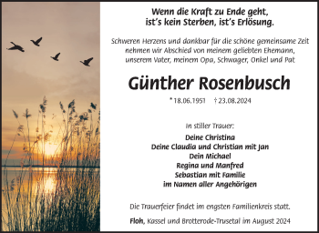 Traueranzeige von Günther Rosenbusch von Südthüringer Presse