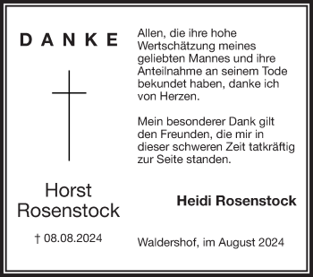 Traueranzeige von Horst Rosenstock von Frankenpost