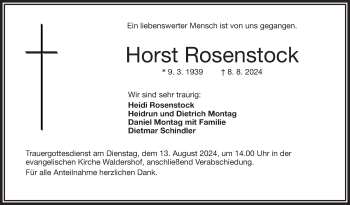 Traueranzeige von Horst Rosenstock von Frankenpost