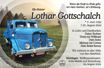 Traueranzeige von Lothar Gottschalch von Südthüringer Presse