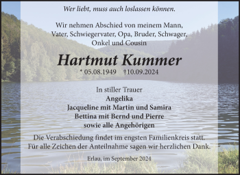 Traueranzeige von Hartmut Kummer von Südthüringer Presse