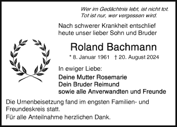 Traueranzeige von Roland Bachmann von Frankenpost