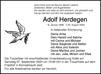 Traueranzeige von Adolf Herdegen von Frankenpost