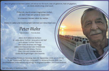 Traueranzeige von Peter Mohr von Südthüringer Presse