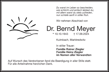 Traueranzeige von Bernd Meyer von Frankenpost