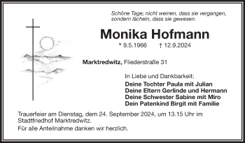 Traueranzeige von Monika Hofmann von Frankenpost