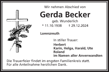 Traueranzeige von Gerda Becker von Frankenpost