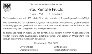 Traueranzeige von Renate Prudlo von Frankenpost