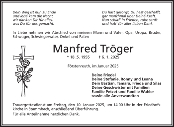 Traueranzeige von Manfred Tröger von Frankenpost