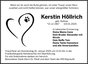 Traueranzeige von Kerstin Höllrich von Frankenpost