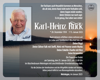 Traueranzeige von Karl-Heinz Ruck von Südthüringer Presse