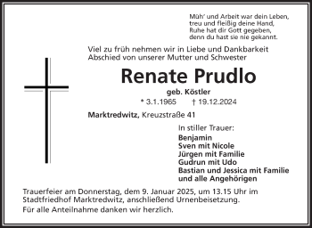 Traueranzeige von Renate Prudlo von Frankenpost