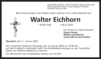 Traueranzeige von Walter Eichhorn von Neue Presse Coburg