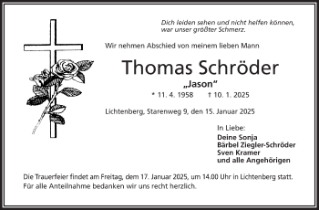 Traueranzeige von Thomas Schröder von Frankenpost