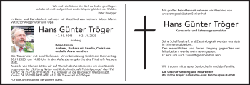 Traueranzeige von Hans Günter Tröger von Frankenpost