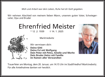 Traueranzeige von Ehrenfried Meister von Frankenpost