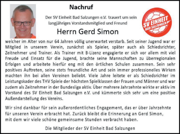 Traueranzeige von Gerd Simon von Südthüringer Presse