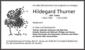 Traueranzeige von Hildegard Thurner von Frankenpost