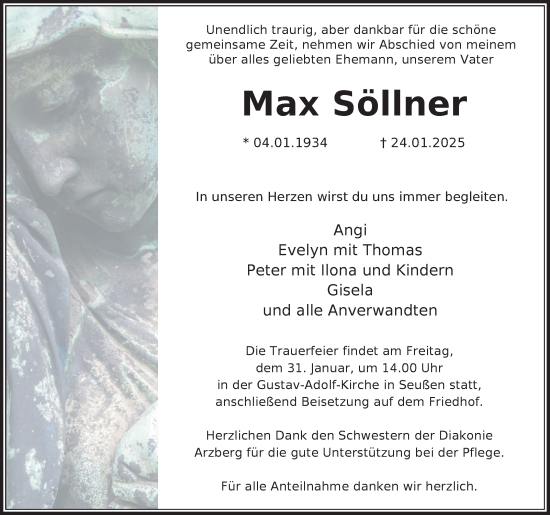 Traueranzeige von Max Söllner von Frankenpost