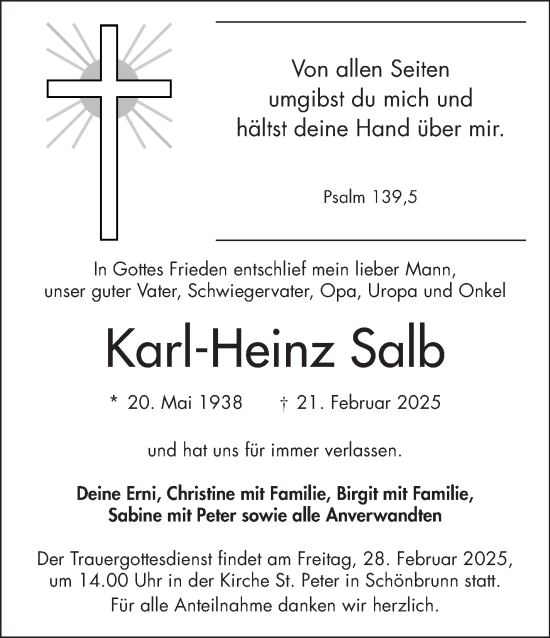 Traueranzeige von Karl-Heinz Salb von Frankenpost