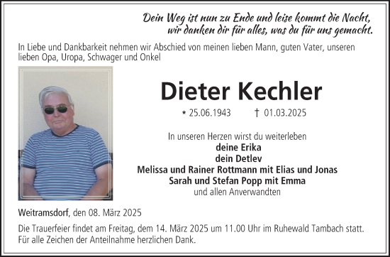 Traueranzeige von Dieter Kechler von Neue Presse Coburg